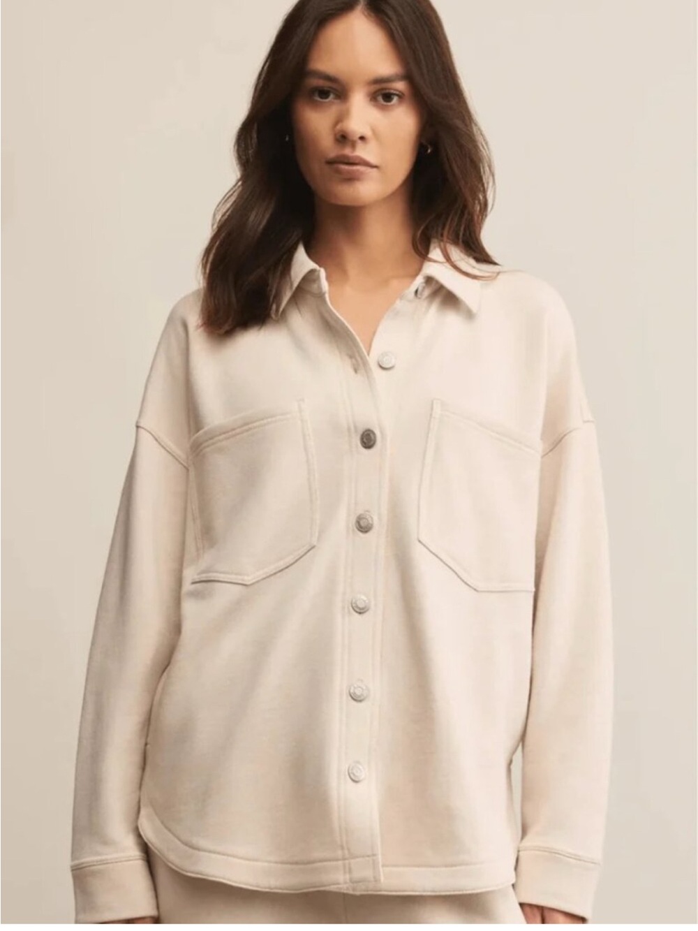 Jane and Delancey Cream Button-Front Utility Shirt.. HOT!!🥵 💥